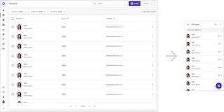 Screenshots illustrating desktop to mobile conversion.